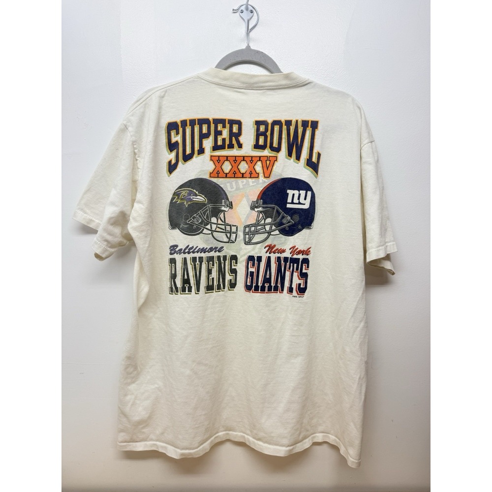 Vintage 90's Ravens Giants XXXV NFL Super Bowl t shirt XL Single Stitch #28